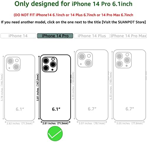 SUANPOT за iPhone 14 Pro 6,1-инчов чанта-портфейл 【Заключване RFID】【9 Слотове за карти 】 【Джоба】, Притежател на кредитна