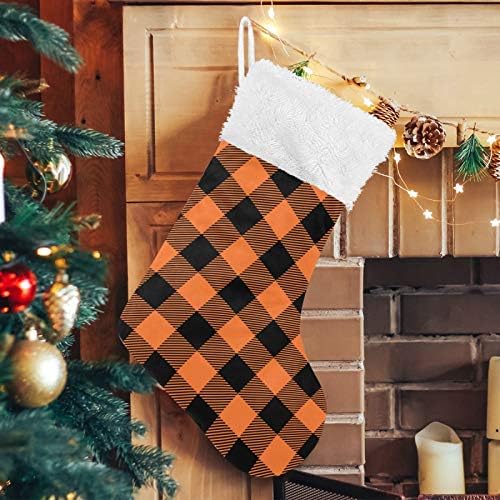 Комплект Коледни Чорапи xigua от 2 теми, Коледни Чорапи, в Оранжевия клетка и Чорапи с Плюшени Меховыми Белезници, Украса