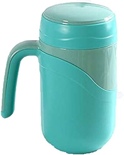 Двупластова керамична чаша-термос TWDYC с дръжка на капака, не горят, лесен за носене, може да се използва за вода, кафе
