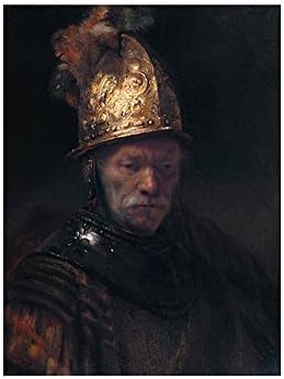 Alonline Art - Златна каска Човек Рембранд | Картина в Сребърен алуминиева рамка, Напечатанная отпечатъци от памук,