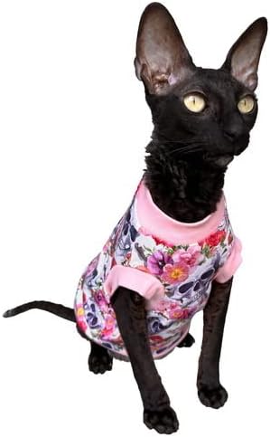 Лятна тениска Kotomoda Котка с черепа за сфинксове и голи котки (среден размер)