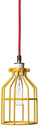YiLighting - Метална Защитна клетка за подвесного лампа индустриалния винтидж стил, Реколта Поставки за лампи и Жълто