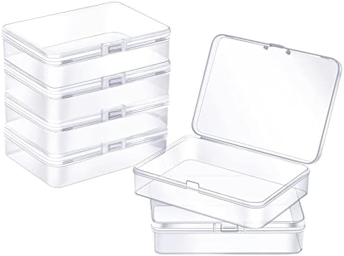 ZORRITA 6 Опаковки Малки Пластмасови контейнери с откидными капаци, Правоъгълни Прозрачни Пластмасови Кутии за Мъниста,