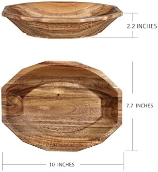 Декоративен дървен поднос C-She Wood, табла за ключове от масив естествена акация, за часа, мобилен телефон, портфейл,