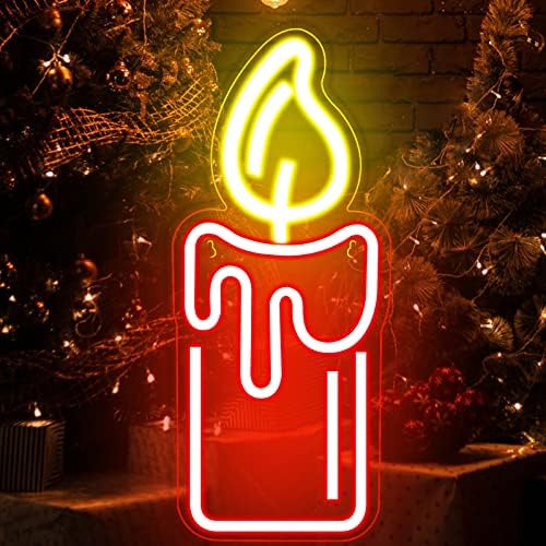 Свещ за Рожден Ден Неоново Украса Червена Акрилна Форма на Свещи Неоново Украса Неон Спалня Бар Парти за Рожден Ден Хелоуин