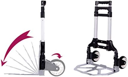 Ръчна количка, сгъваема количка Многофункционална алуминиева сплав 4 кръга Преносима Количка за багаж Малка количка за
