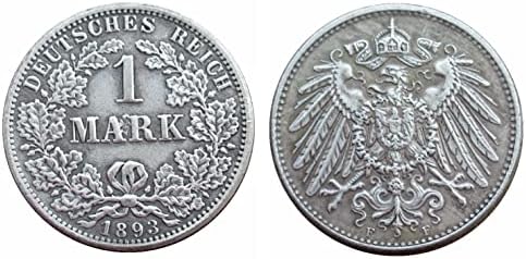 Немска Възпоменателна Монета е на 1 Марка 1893 г. ADEFGJ, Чуждестранна Копие, сребърно покритие Възпоменателна Монета