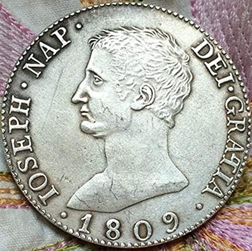 1809 Испанска Монета От Омедненного Сребро, Антични Монети Монети Занаяти Колекция От Монети Възпоменателна Монета