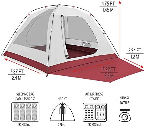 KAZOO Палатка за Къмпинг, за 2-4 Души, Външни Непромокаеми Семейни Големи Палатки в 2/4 Човека, Лесен Монтаж, Палатка