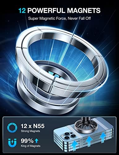 TORRAS [Ново] Магнитен автомобилна поставка за чаши MagSafe за телефона [12 от най-силните магнити] Регулируема стойка