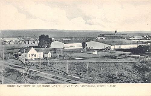 Chico California Diamond Match Factories Реколта пощенска Картичка с изглед от птичи поглед AA59528