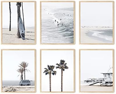 Плажни плакати HAUS AND HUES и плажен декор на стените - Комплект от 6 плажни рисунки и стенни рисунки на плажа, Плажни