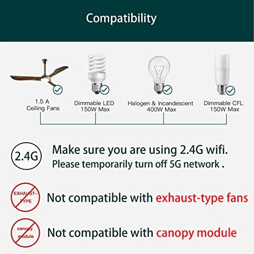 Универсален комплект за дистанционно управление вентилатор на тавана Smart WiFi, съвместим с Alexa, Google Assistant