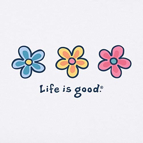Дамски Пролетно Памучен тениска Life is Good с кръгло деколте и графичен Дизайн, тениски с дълъг ръкав, Три Маргаритки