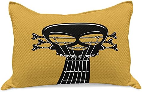 Калъфка за възглавница от Стеганого одеяла Ambesonne в стила на рок-енд-Рол, Китара Риф с изображение на Череп, Страстна