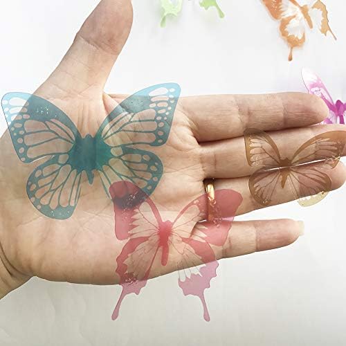 36 БР 3D Цветни Стикери за Стена с Пеперуди от Кристал със Самозалепваща Художествена Стикер, Сатен Хартиени Пеперуди,