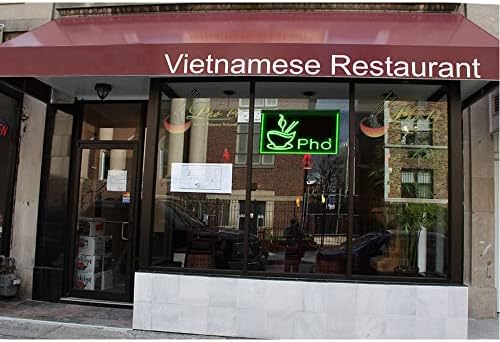 110125 Ресторант Pho Vietnamese Vietnam Noodles Cafe С отворен дисплей, Led неонова реклама (21,5 X 12, червено)