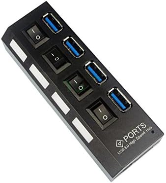 USB 3.0 Хъб С 4 Порта 5 Gbit/с Високоскоростен Кабел-Адаптер с Ключ за Преносими КОМПЮТРИ, черен