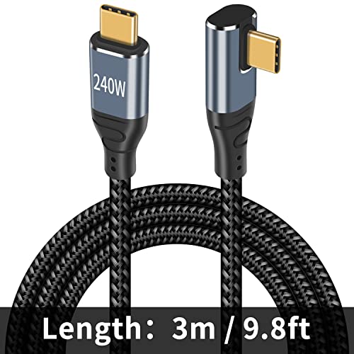 Poyiccot 240 W USB Кабел C под прав ъгъл, 9,8 фута Кабела на зарядното устройство, USB C под прав ъгъл, от 90 градуса