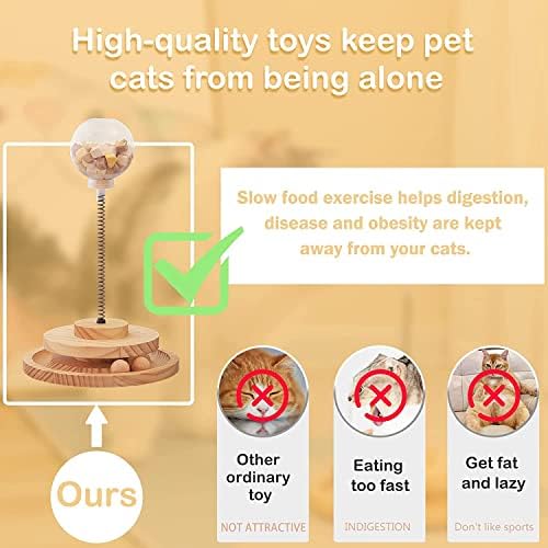 Интерактивна играчка-а Koorabbee за котки, играчка пътека за котки топки с пружини, бавно ясла за домашни котки с дозатор
