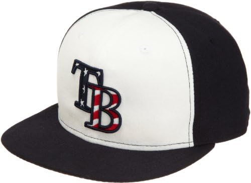 Бейзболна шапка MLB Тампа Бей Рейс 2011 Stars And Stripes 59Fifty, Бял / тъмно син, 6 7/8