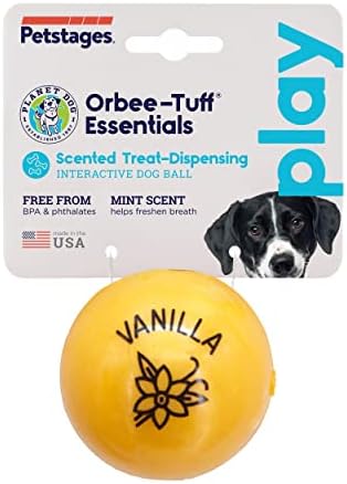 Planet Dog Orbee-Интерактивни Играчки-Опаковка Лакомство за кучета С аромат на Ванилия Туф Essentials, Жълт