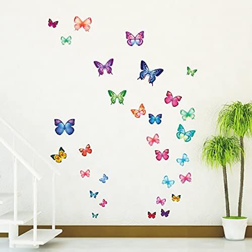 DECOWALL BS-1302 30 Ярки Пеперуди, Детски Стикери за Стена, Стикери за Стена, Отклеивающиеся Подвижни Стикери за Стена