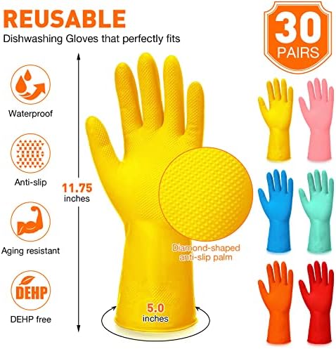 30 Чифта Гумени Ръкавици За миене на съдове Водоустойчив Многократна употреба Домакински Ръкавици За Почистване на Кухня