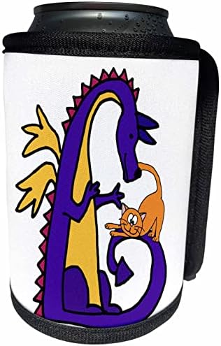 3dRose Забавен Сладък Цветен Дракон, разговаривающий с orange кошечкой. - Опаковки за бутилки-охладители (cc_353497_1)