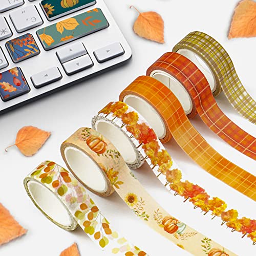 12 Ролки Есента Лента Васи, Определени за сеч, Занаяти, Scrapbooking, Подарък Опаковки Цветна Есенна Декоративна Лента
