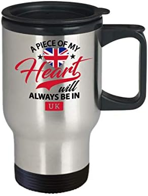 Кафеена Чаша за пътуване Свързани Королевству, Забавен подарък за Обединеното Кралство - Частица на моето Сърце Винаги