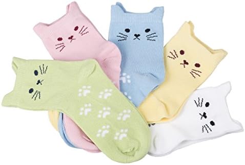 Maiwa Памучни Новости Cats Безшевни Детски Чорапи За Момичета 5 Опаковки