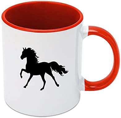 Керамични Кафеена Чаша Silhouette Horse с Цветна Вътрешна Част И дръжка, Чаена Чаша за Жените И Мъжете в зеления стил