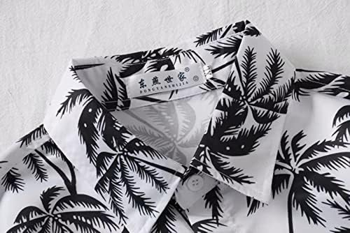 Летни Мъжки Ежедневни Ризи Стилни Мъжки Ризи С Флорални Принтом Памук, Копчета За Тропическа Почивка На Брега На Морето