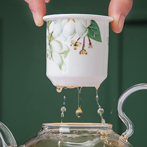 ZLXDP Изискан Комплект за Билков Чай, Британска Чаша За Следобеден Чай, Стъклен Плодов Чай С Подгряване, чайникът, Чашата