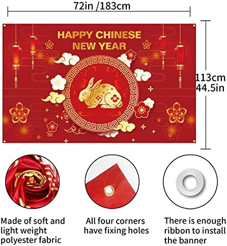 Meltelof Красив Китайската Година на Заека Фон Китайски Стил Коледна Украса За Партита Фон фото студио 2023 честита Нова Година на Фона 6X4ft