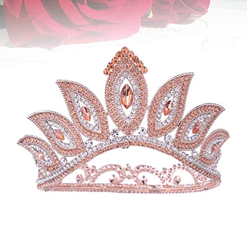 Сватбена короната LEORX с кристали, реколта кръгла корона с кристали, с гребен-тиара на кралицата на барок за жени (кристали