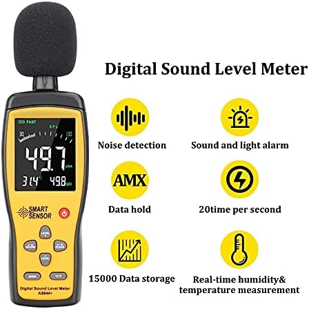 UXZDX CUJUX Цифров Измерител на нивото на Звуково Децибела шум на Аудио Тестер 30 ~ 130 DBA Цветен LCD дисплей Авто Микрофон