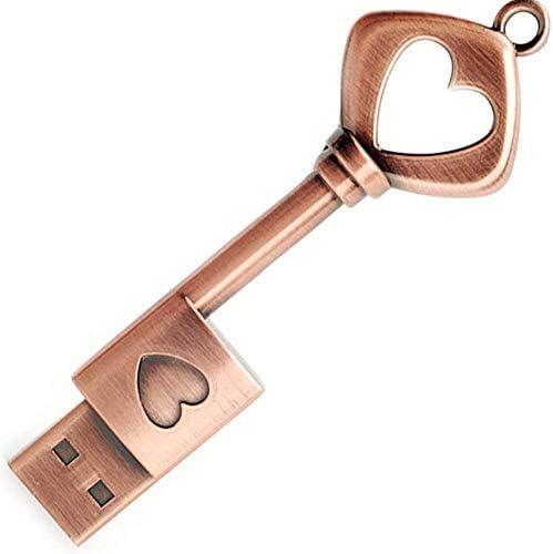 Метален ключ във формата На USB Флаш Ретро Метално Сърцето си за Любовта Флаш Ключ от Любов Ключодържател (128 GB USB