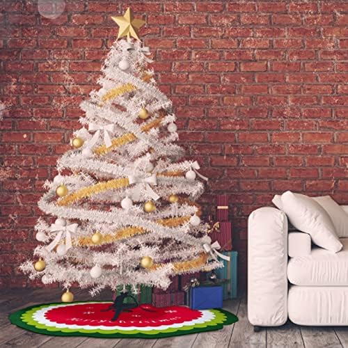 DBYLXMN Покривка за маса, Пола, за елхи, Червени Декорации за Коледната Елха, Бяла Мека Плюшена Подложка за Коледната