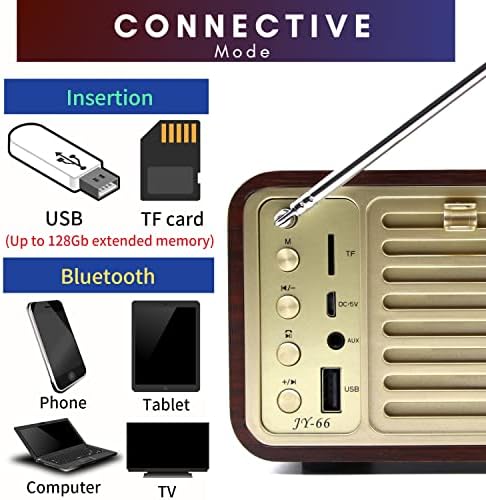 LYLIFON Ретро Bluetooth Говорител FM-радио с Bluetooth Портативен Bluetooth Високоговорител с усилване на ниските честоти,