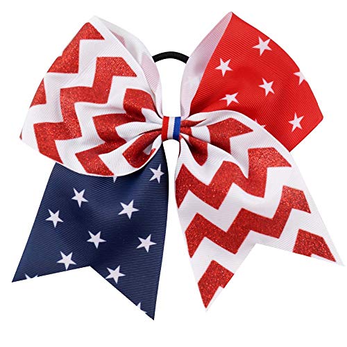 САЩ, червени, бели, сини, за момичета, вратовръзки-пеперуди за коса, американски флаг, лъскави панделки за коса, панделки