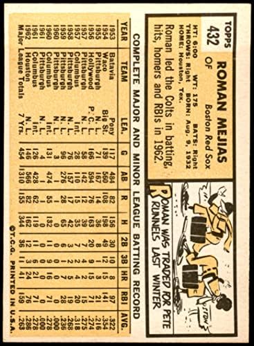 1963 Топпс 432 Роман Мехиас на Бостън Ред Сокс (бейзболна картичка) Ню Йорк Ред Сокс