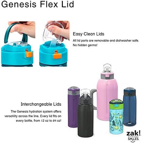 Здрава пластмасова бутилка за вода Zak Designs Genesis от Тритана с лесно се отваря капака и вградена дръжка за носене,