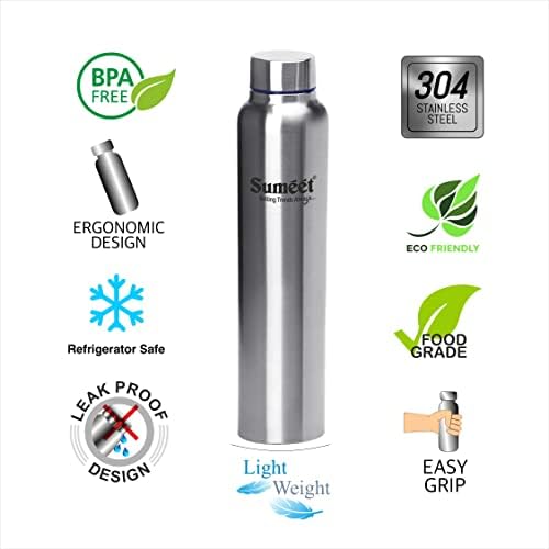 Запечатани бутилка за вода от неръждаема стомана Sumeet / Бутилка за хладилник - 1000 мл - Опаковка от 6