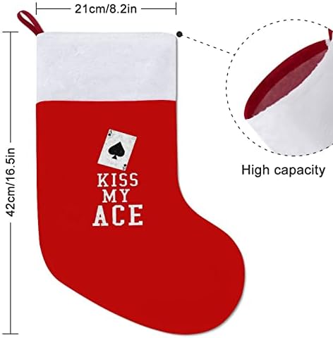 Коледни Чорапи Kiss My Ace Poker, Casino Червено Кадифе, с Бял Пакет шоколадови Бонбони, Коледни Декорации и Аксесоари