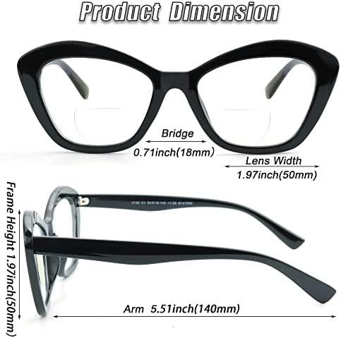 Бифокални очила за четене ESAVIA Cateye за жени, 2 за опаковане, Стилни Компютърни очила за четене на Опра Голям размер,