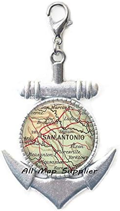 AllMapsupplier Fashion цип с котва, Сан Антонио, цип с котва на картата, Закопчалката-омар на картата на Сан Антонио,