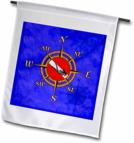 Триизмерен морски компас за гмуркане с жена дайвером и синя карта на плуване. - Знамена (fl_358273_2)
