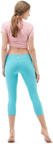 Дамски панталони за йога TSLA със Скрита / Странично джоб, Леки Спортни Чорапи за джогинг, Гамаши-капри с 4 Ленти Еластичността